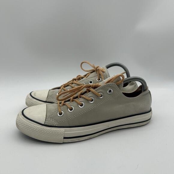 Mens 7 Women 9 Converse All Star Ox 153578F Gray Brown Leather Unisex Shoes - Picture 4 of 9
